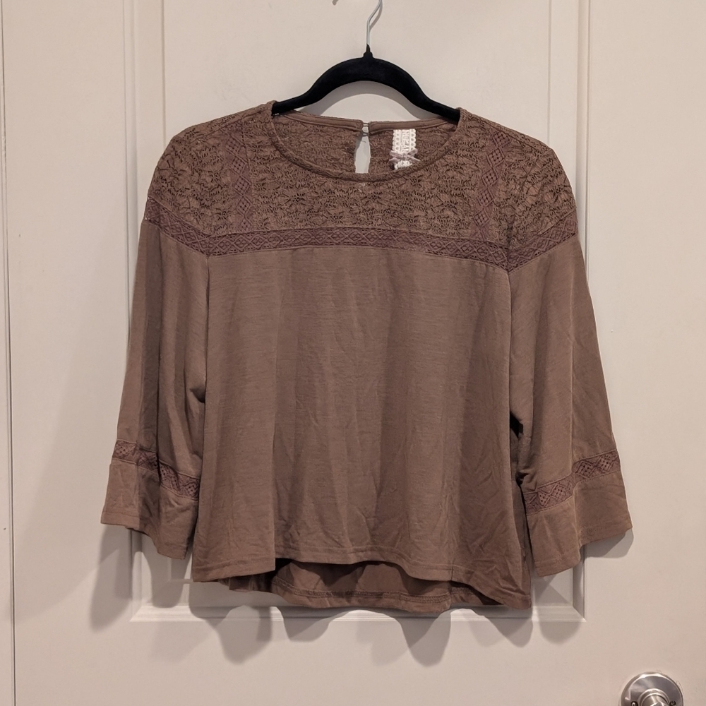 NKN Nekane Knitted Lace Loose Fit Camel Tee Size Small